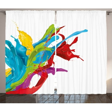Ambesonne Colorful Curtains 2 Panel Set, Surreal Digital Paint, 108" x 90", Multicolor