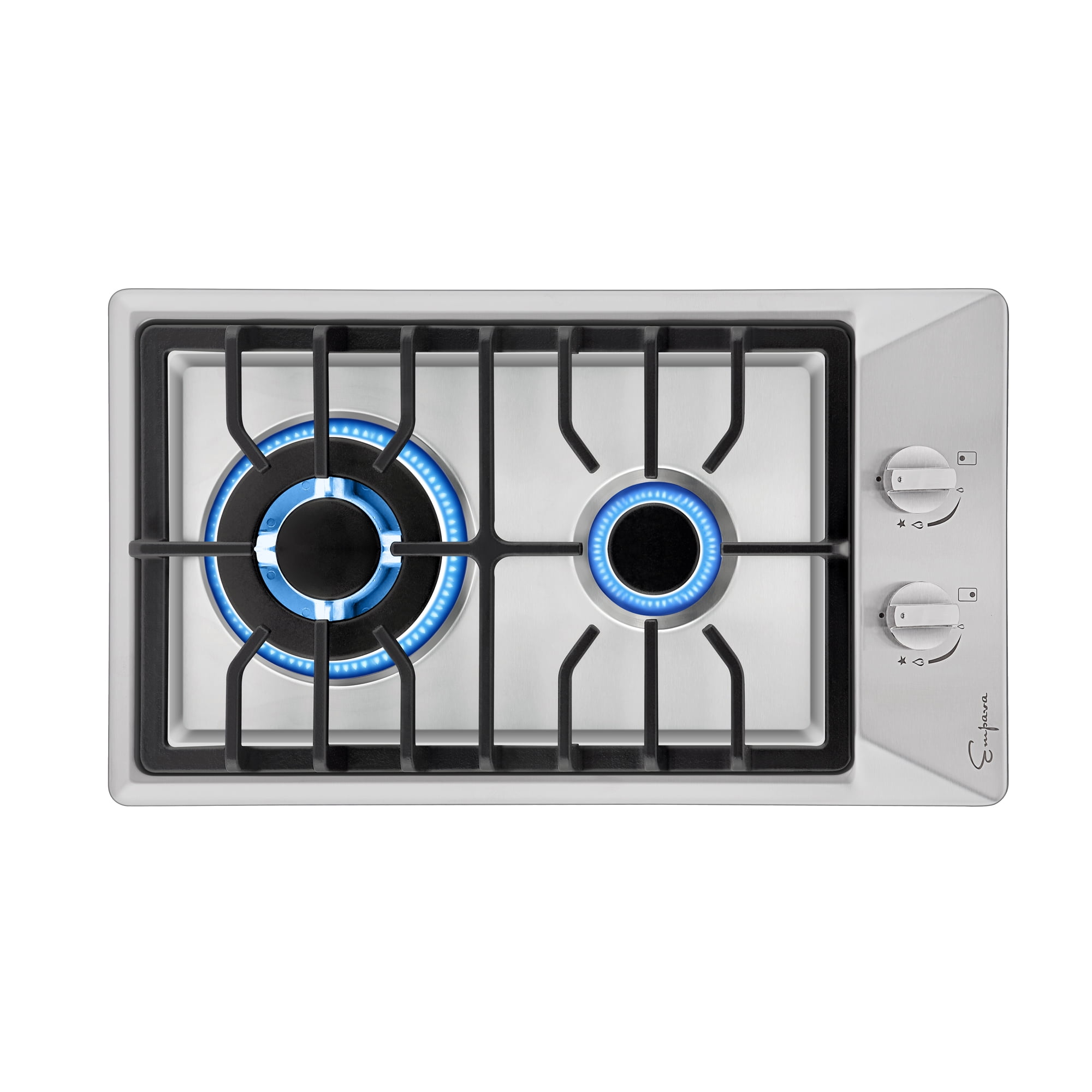 12 Inch Portable Stainless Steel Built-in Gas Stove Hob Gas Cooktop 2 Burners LPG/NG Dual Fuel Gas Cooktop with Automatic Flame-out Protection Easy to Clean Cooktops US 2-5 Days Delivery 