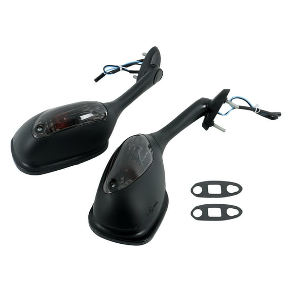SEBLAFF Black Rear View Mirrors Smoke Turn Signals Replacement for Suzuki GSXR 600 750 1000 2001-2016