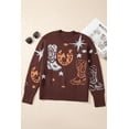 thumbnail image 3 of Women's Brown Cowgirl Print Casual Sweater – Long Sleeve Western Style for Daily Wear, XL, 3 of 10