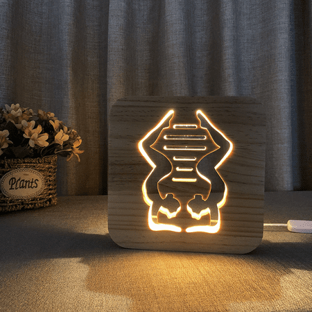 

Yoga LED Night Light Wooden 3D Light Creative Bedroom Bedside Decorative Decoration Atmosphere Light USB Desk Light - FS-T1828W