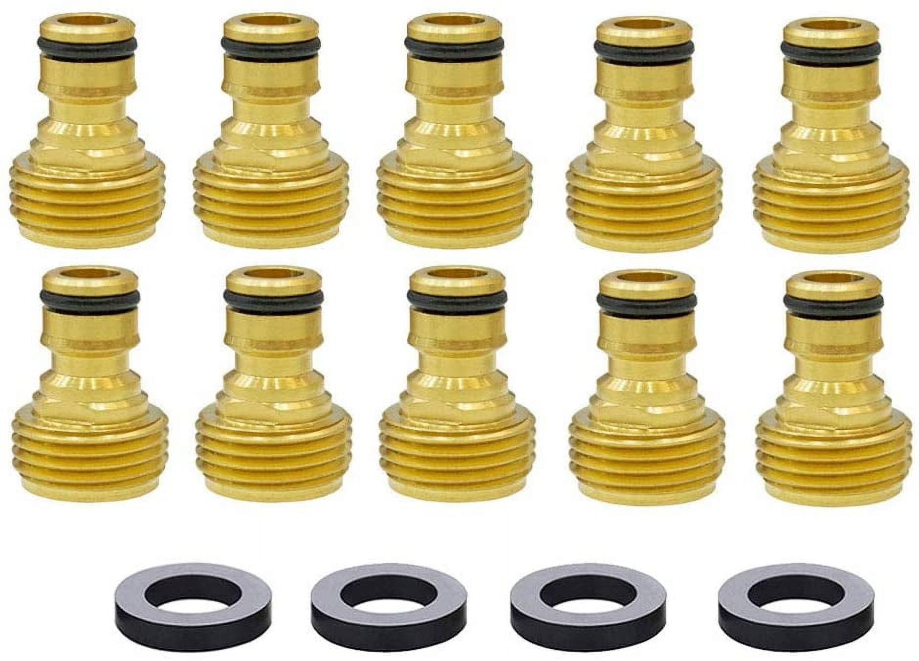 HRTGFD-Garden Hose Quick Connector Hose Quick Connect 3/4 inch GHT Brass Easy Connect Fitting Male With 4 Gaskets (10pcs)