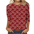 thumbnail image 2 of Fiudx Camisetas para Mujer Blusa Holgada con Estampado de Pascua y Cuello Redondo Retro de Manga Tres Cuartos a La Moda para Mujer, 2 of 4