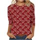 thumbnail image 2 of Fiudx Liquidación de Ahorros de Verano Blusa Holgada con Estampado de Pascua y Cuello Redondo Retro de Manga Tres Cuartos a La Moda para Mujer, 2 of 4