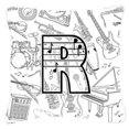 thumbnail image 1 of Carolines Treasures CJ2007-RPW1414 Letter R Musical Note Letters Canvas Fabric Decorative Pillow, 1 of 4