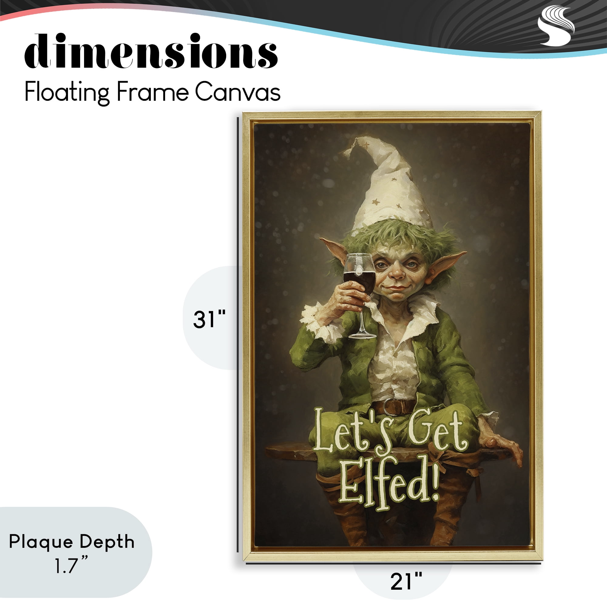 Stupell Industries Let's Get Elfed Gold Framed Floater Canvas Wall Art, design by Tina LeCour