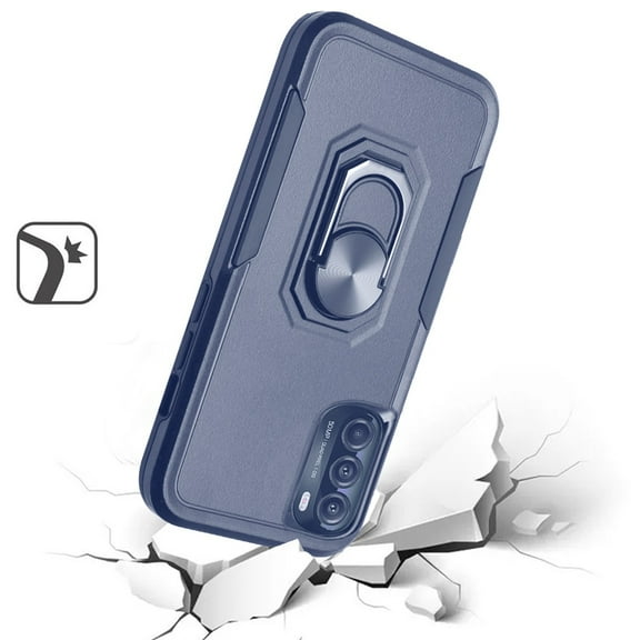 For Motorola Moto G Stylus 5G 2022 Hybrid Rugged Hard Drop-Proof 3 Layer Protection Military Grade with Metal Ring Stand Cover ,Xpm Phone Case [ Blue ]