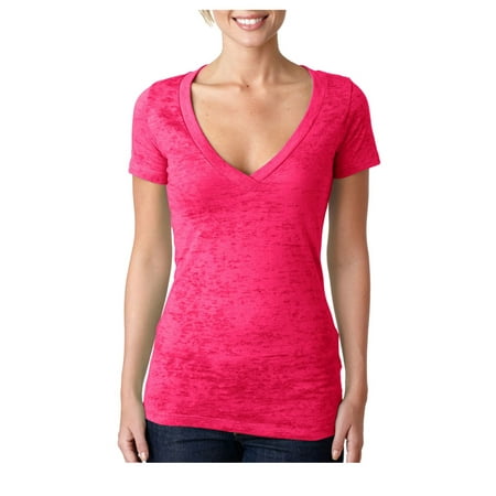 Knit Tee - Next Level Women's Soft Burnout Rib Knit Deep V-Neck T-Shirt, Style NL6540