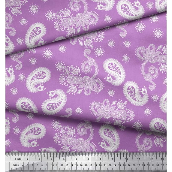 Soimoi Modal Satin Fabric Floral & Paisley Decor Fabric Printed Yard 42 Inch Wide