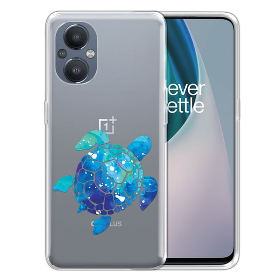 WIRESTER Transparent Soft Gel TPU Clear Case Slim Protective Cover for OnePlus Nord N20 5G 6.43" 2022, Blue Sea Turtle