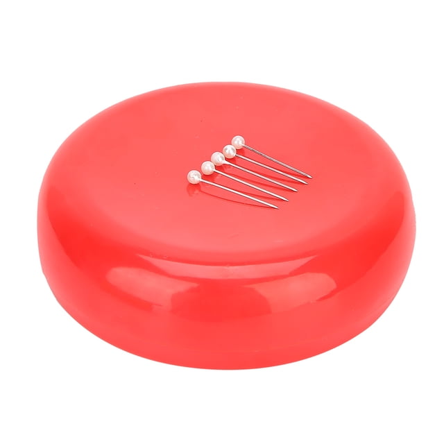 Estuche de almacenamiento para porta agujas de coser Nikou con cojín magnético redondo color rojo