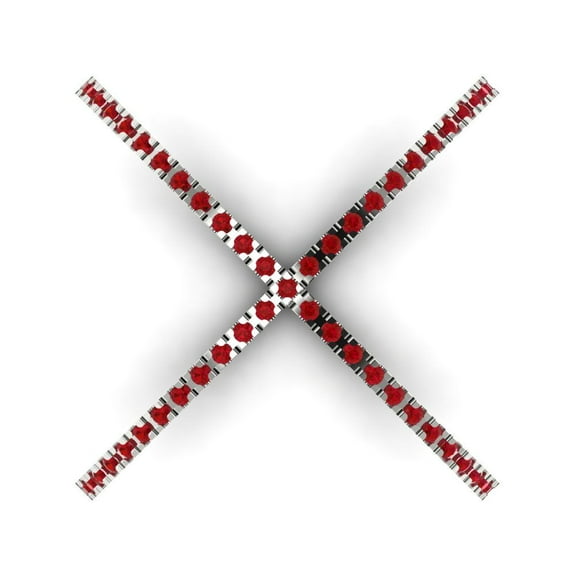 0.245 ct Round Cut Simulated Ruby Statement 14K White Gold Womens Engagement Ring