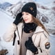 thumbnail image 2 of Conjunto de gorro, bufanda y guantes de invierno cálidos, bufanda forrada de lana resistente al viento para exteriores, conjunto de 3 piezas, 2 of 6