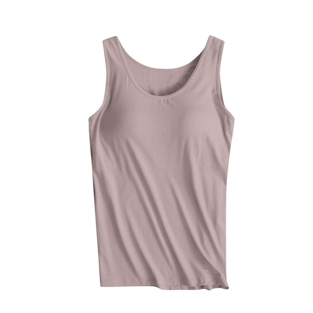 Timegard Camisoles de Pyjama pour Femmes avec Soutien-Gorge Intégré Grande Taille Col Rond Doux Vêtements de Nuit Décontractés Sans Manches