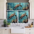 thumbnail image 2 of Sea Turtle Curtain Valances Set Nautical Turquoise Ocean Underwear Coral Retro Kitchen Curtains 24&nbsp;inch Length Rod Pocket Valance and Tiers 3 Piece Set Small Bedroom Bathroom Laundry Decor, 2 of 9