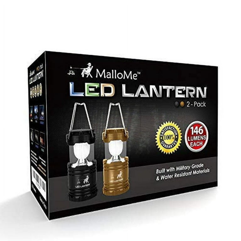 MalloMe Lanterns Battery Powered LED - Camping Lantern Emergency Hurricane Lights - Portable Camp Tent Lamp Light Operated at Home, Indoor, Power