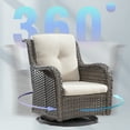thumbnail image 3 of MeetLeisure 2 Pieces Outdoor Patio Furniture Wicker Swivel Chair with Cushions for Backyard, Beige, 3 of 9