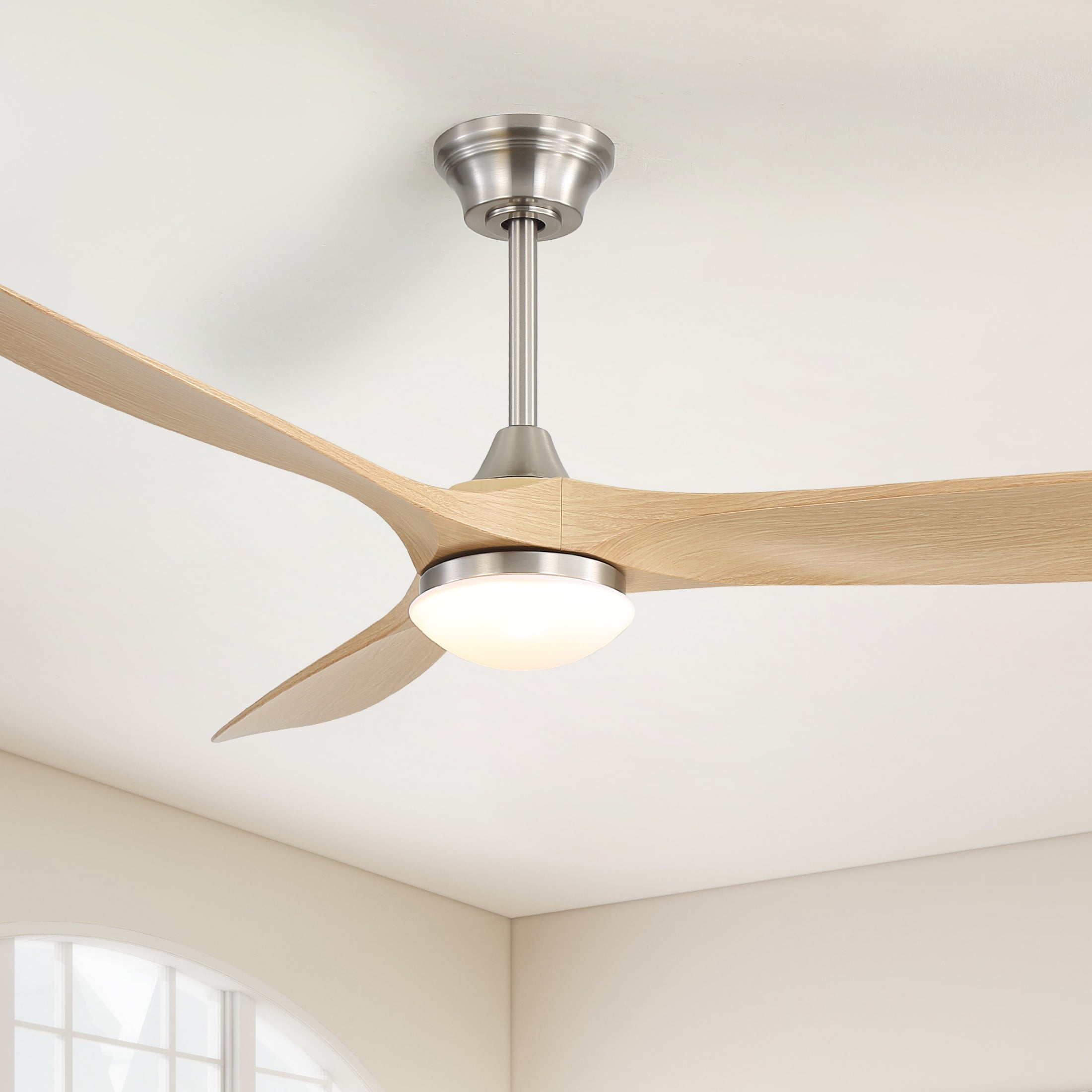 Sofucor 60 Inch Ceiling Fans with Light Compatible with Alexa/Google/App 3 Blades Reversible DC Motor Timer for Kitchen Bedroom Living Room Dining Room Farmhouse (burlywood)