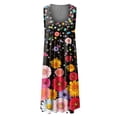 thumbnail image 4 of SMihono Robe Maxi Bohème d'Été pour Femmes Grande Taille Mode Féminine Col Rond Sans Manches Robe Imprimée de Plage, 4 of 5