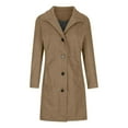 thumbnail image 3 of Women's Winter Casual Pea Coat Wool Blend Stand Collar Single Thicken Jackets Long Cardigan Loose Fit Trench Overcoat, 3 of 5