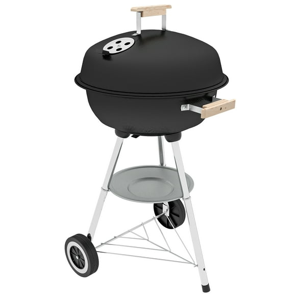 Outsunny Portable Charcoal BBQ Grill, Outdoor Camp Cooker w/ Wheels