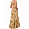 thumbnail image 2 of Summer Floral Women Spaghetti Straps Hollow Out Tie Front Maxi Dress Flowy Smocked - Dress Yellow-Green M, 2 of 5