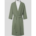 thumbnail image 2 of xiaxaixu Men? s Solid Color V-Neck Half Sleeve Night-Robe with Waist Belt, 2 of 8