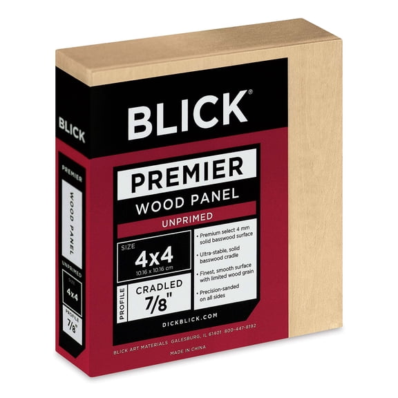 Blick Premier Wood Panel - 4" x 4", 7/8" Traditional Profile, Cradled