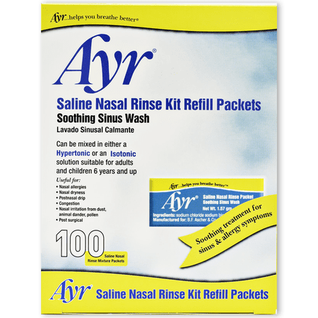 Ayr Saline Nasal Rinse Kit Refill Packets, 100 ea