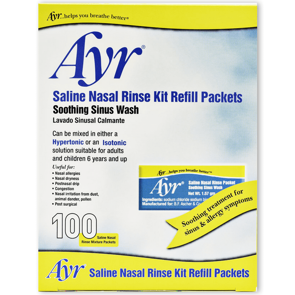Ayr Saline Nasal Rinse Kit Ref 100 Count