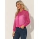 thumbnail image 4 of Chaqueta de Bombardero Allegra K Transparente de Manga Larga Ligera con cremallera Verano para Mujer Rosa Caliente XS, 4 of 6