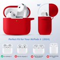 thumbnail image 2 of Comvin for Airpods 4 Case Cover with Cleaner Kit, Soft Silicone Full Protective Case for AirPods 4 with Keychain Compatible with Apple Airpods 4 Case for Women Men, Red, 2 of 9