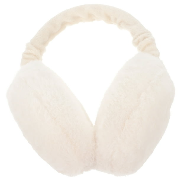 Calentador de orejas de felpa de invierno, accesorio para exteriores, para mujeres y niñas (blanco)