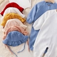 thumbnail image 6 of Coerni New Born Baby Girl Cotton Linen Romper with Hat Girls One-Piece Outfits Button Down Shirts Jumpsuit Ruffle Preemie Clothes, 6 of 9