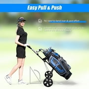 Spaco Folding 2 Wheels Push Pull Golf Cart Trolley with Scoreboard, Foldable Golf Push Cart Collapsible