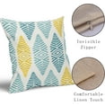 thumbnail image 6 of Outdoor Teal Throw Pillow Covers 16x16 Inch Boho Yellow Turquoise Pillow Covers Modern Geometric Decorative Pillowcase Square Linen Cushion Cover for Couch Sofa Bedroom Indoor Patio (Pack of 2), 6 of 6