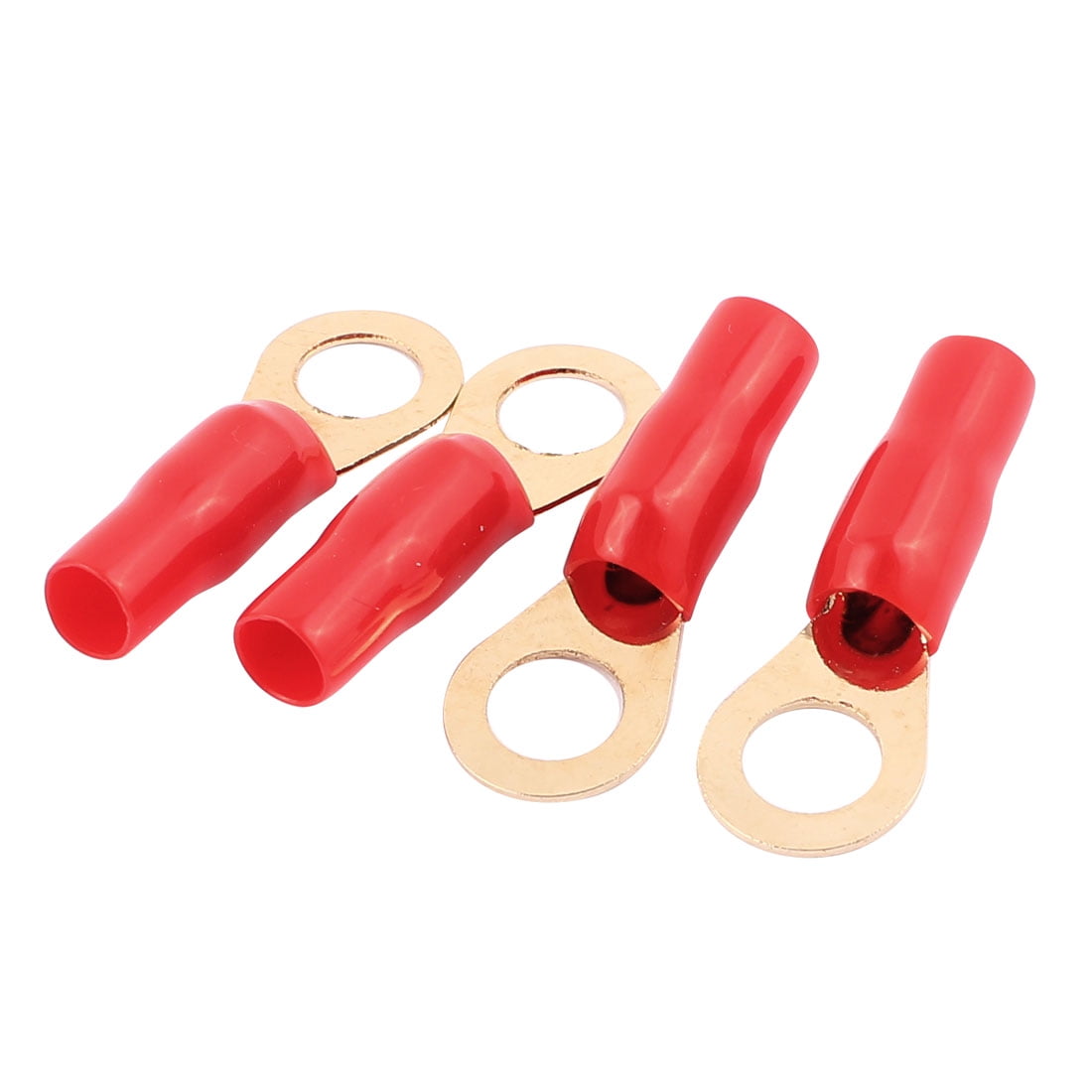 4 Pcs 8 Gauge Car Speaker Cable Amplifier Ring Terminals Insulation Red