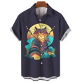 thumbnail image 3 of Camisas japonesas de gato bushido para hombres, ropa con estampado 3D, camisas hawaianas de playa, blusas de manga corta Y2K, ropa vintage, blusa con solapa, 3 of 5