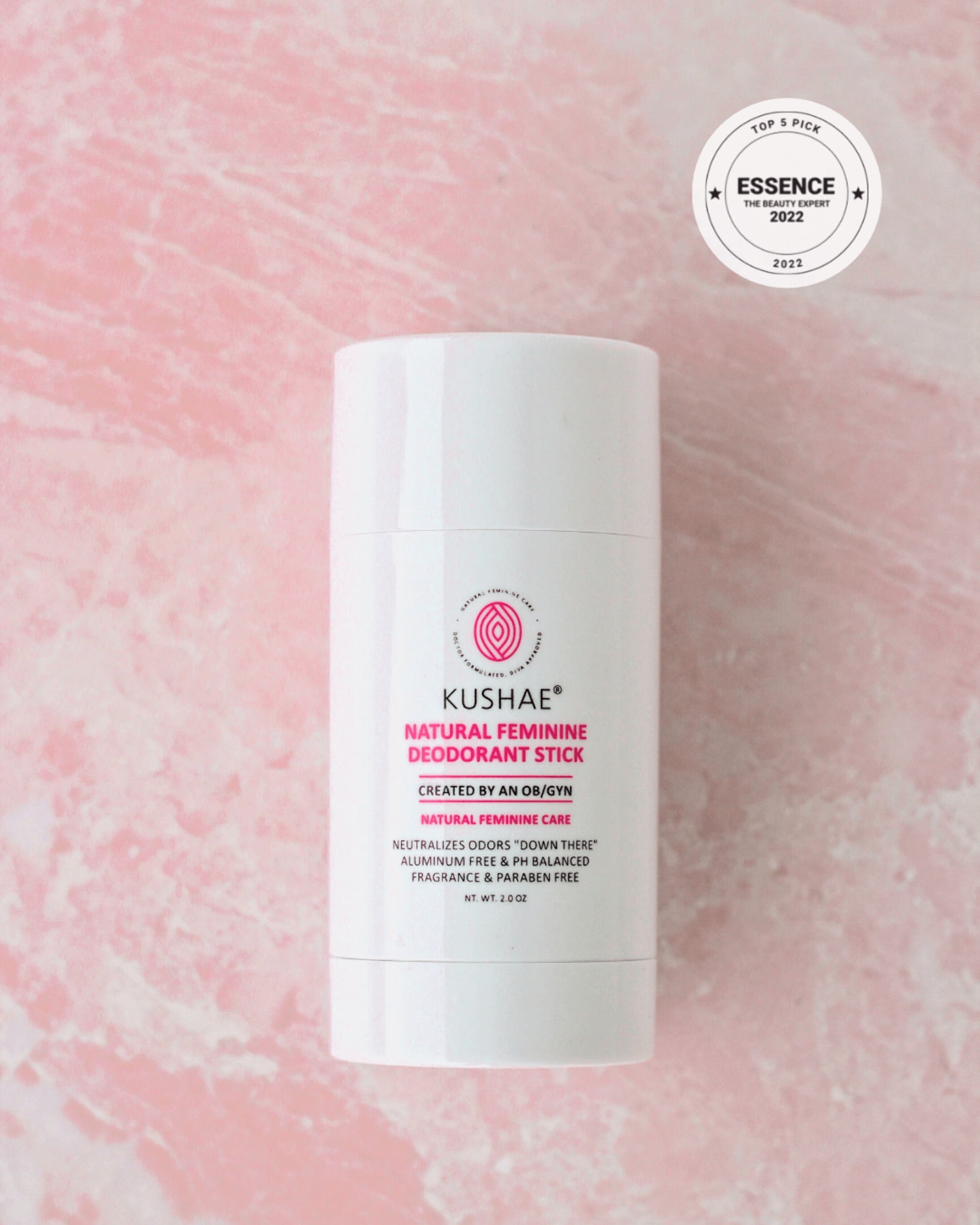 Kushae Natural Feminine Deodorant Stick, 2 Pack