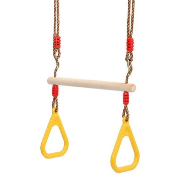 Children Trapeze Swing Bar With Rings Wooden Playset With Plastic Rings Gym Rings For Kids Adults