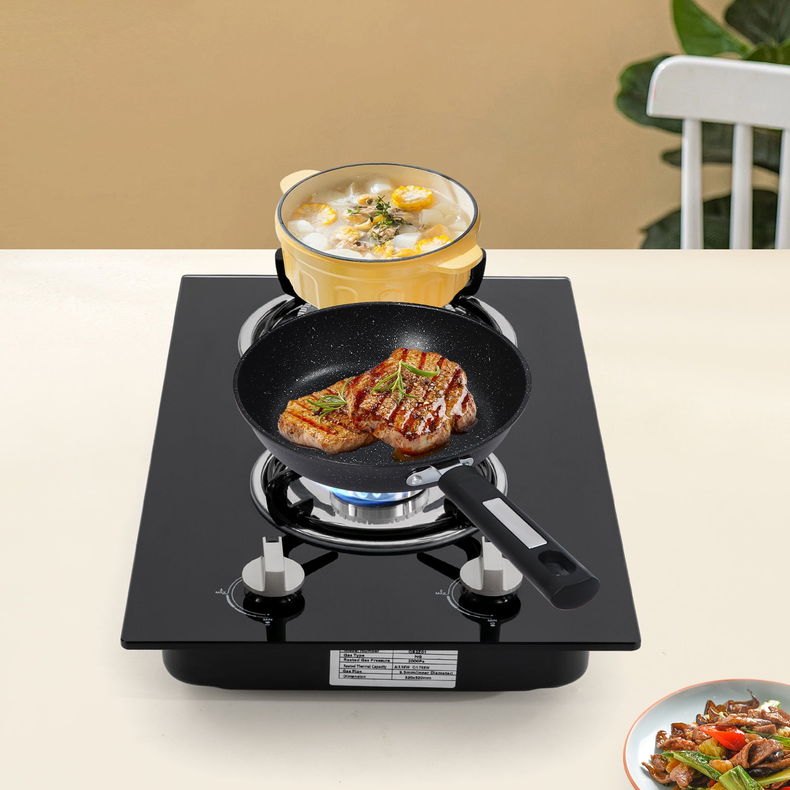 Dwellnix Portable 2-Burner Gas Stove, High Power Output, Adjustable Heat Levels, Perfect for Indoor and Outdoor Cooking