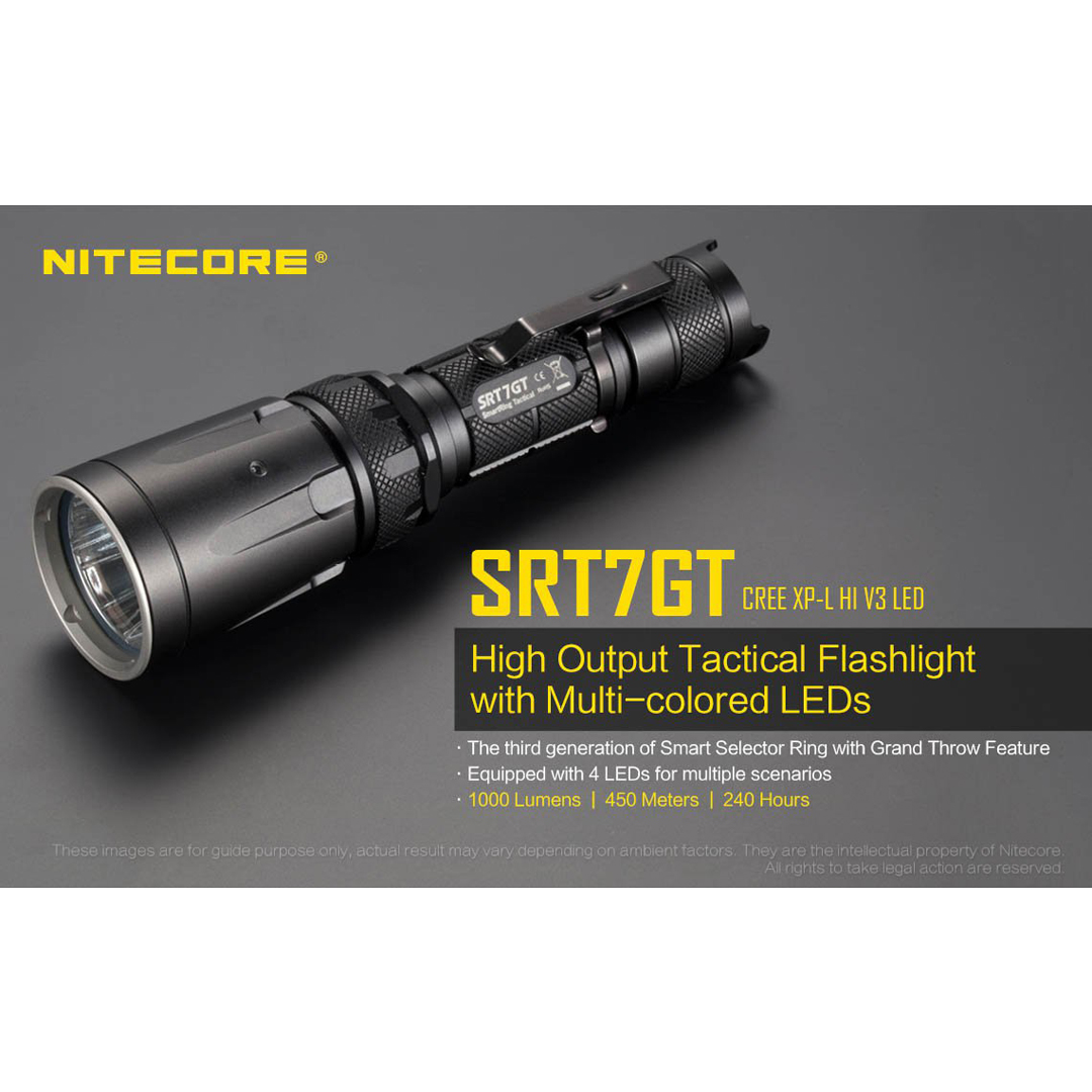 NITECORE SRT7GT 1000 Lumen Red/Green/Blue/UV SmartRing Tactical