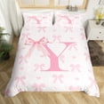 thumbnail image 2 of Pink Bow Duvet Cover Twin Size,Princess Style Bowknot Love Hearts Girly Fairy Bedding Set 2 Pcs ,Initial Letter Y Chic Romantic Comforter Cover(No Filler),Kawaii Pink, 2 of 6
