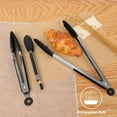 thumbnail image 5 of Unique Bargains Kitchen Tong Set Silicone Tips Non-Stick Cooking Tongs 3Pcs, Black, 5 of 8