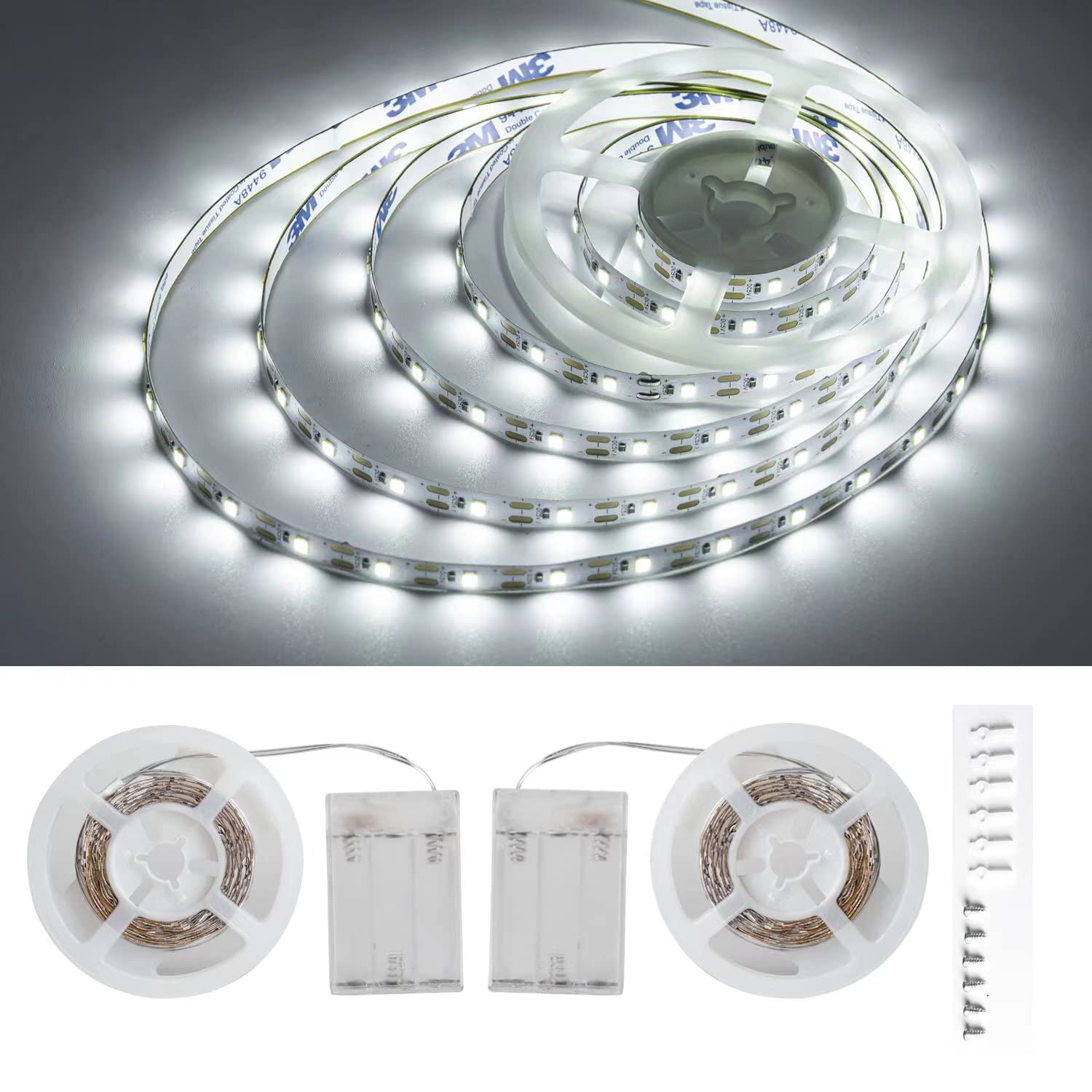 JUNWEN Battery Led Strip Lights, 13.2ft/6.6ft Flexible led Strip Lights