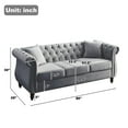 thumbnail image 2 of 2 Piece Chesterfield Velvet Sofa, 80" 3-Seater and 59" Loveseat Sofa Set, Tufted Couch with 4 Pillows,Rolled Arms and Nailhead for Living Room, Bedroom, Office, Grey, 2 of 9