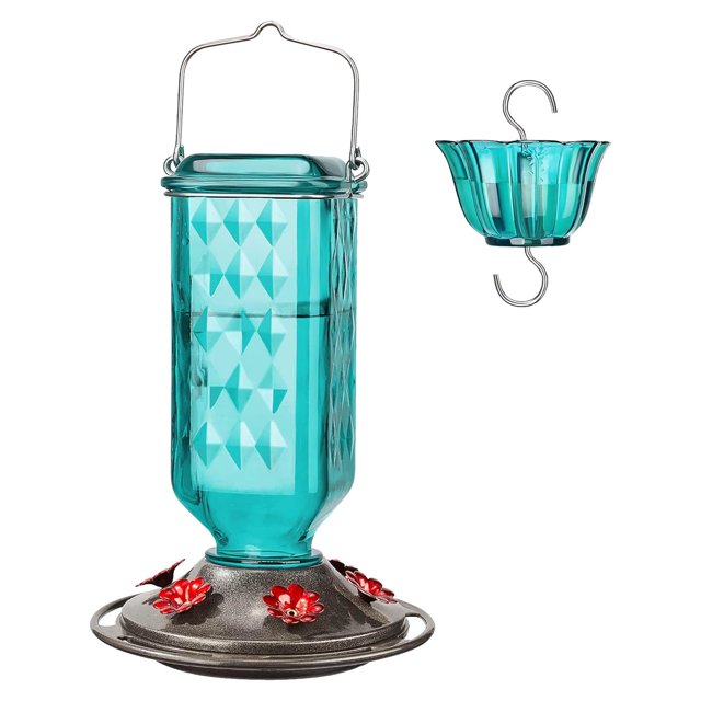 Outdoor Garden Decorative 24 Ounce Large Capacity Six Feeding Port Hummingbird Feeder Hanging Device