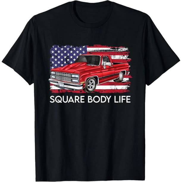 Playera para Mujer con Bandera Americana y Estilo Square Body Life Truck