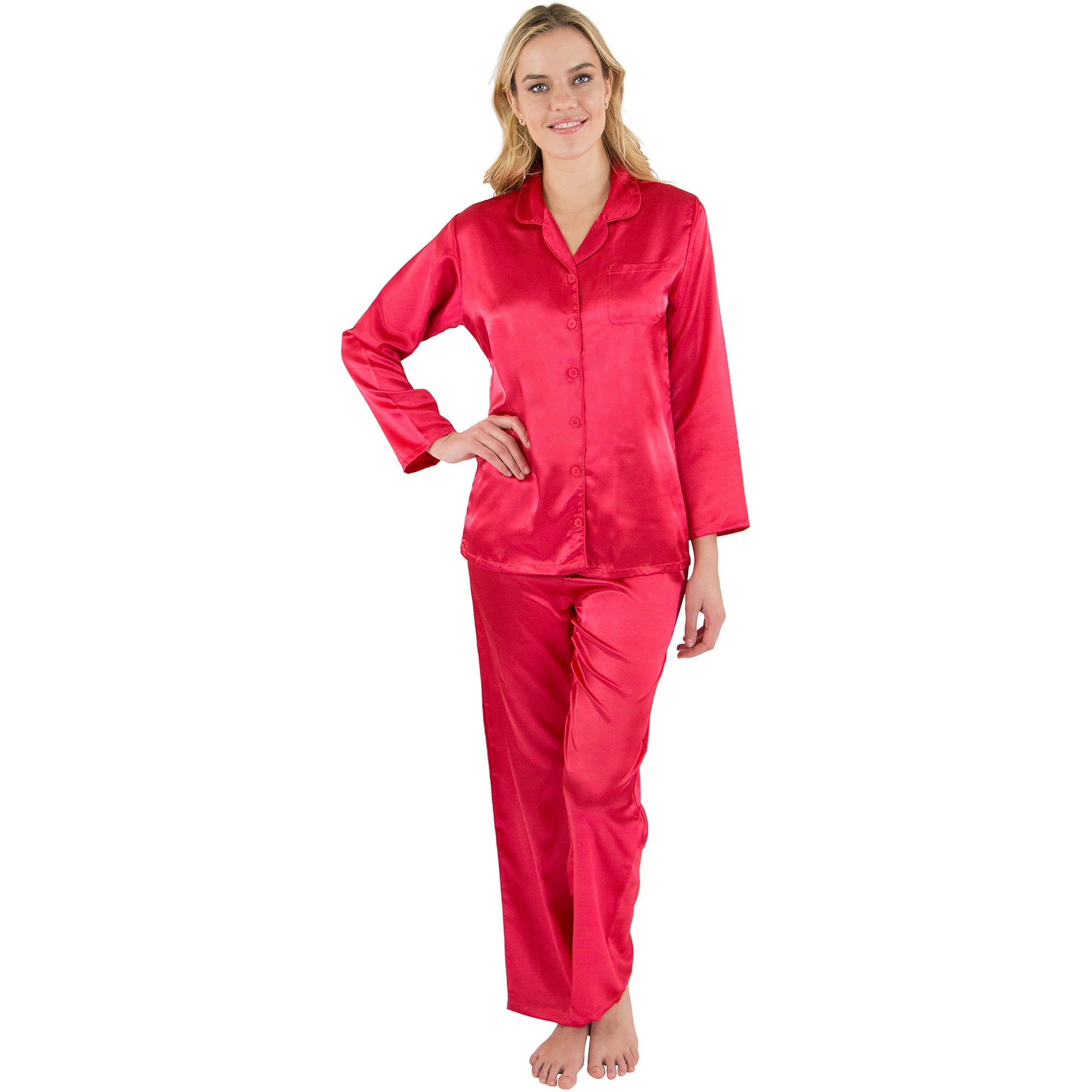 Red satin nightwear set shop