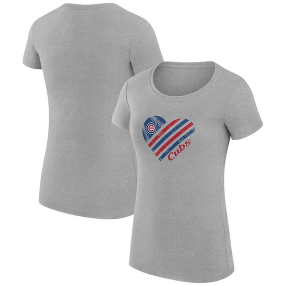 Women's G-III 4Her by Carl Banks  Heather Gray Chicago Cubs Super-Slim Fit Lightweight Heart Graphic T-Shirt